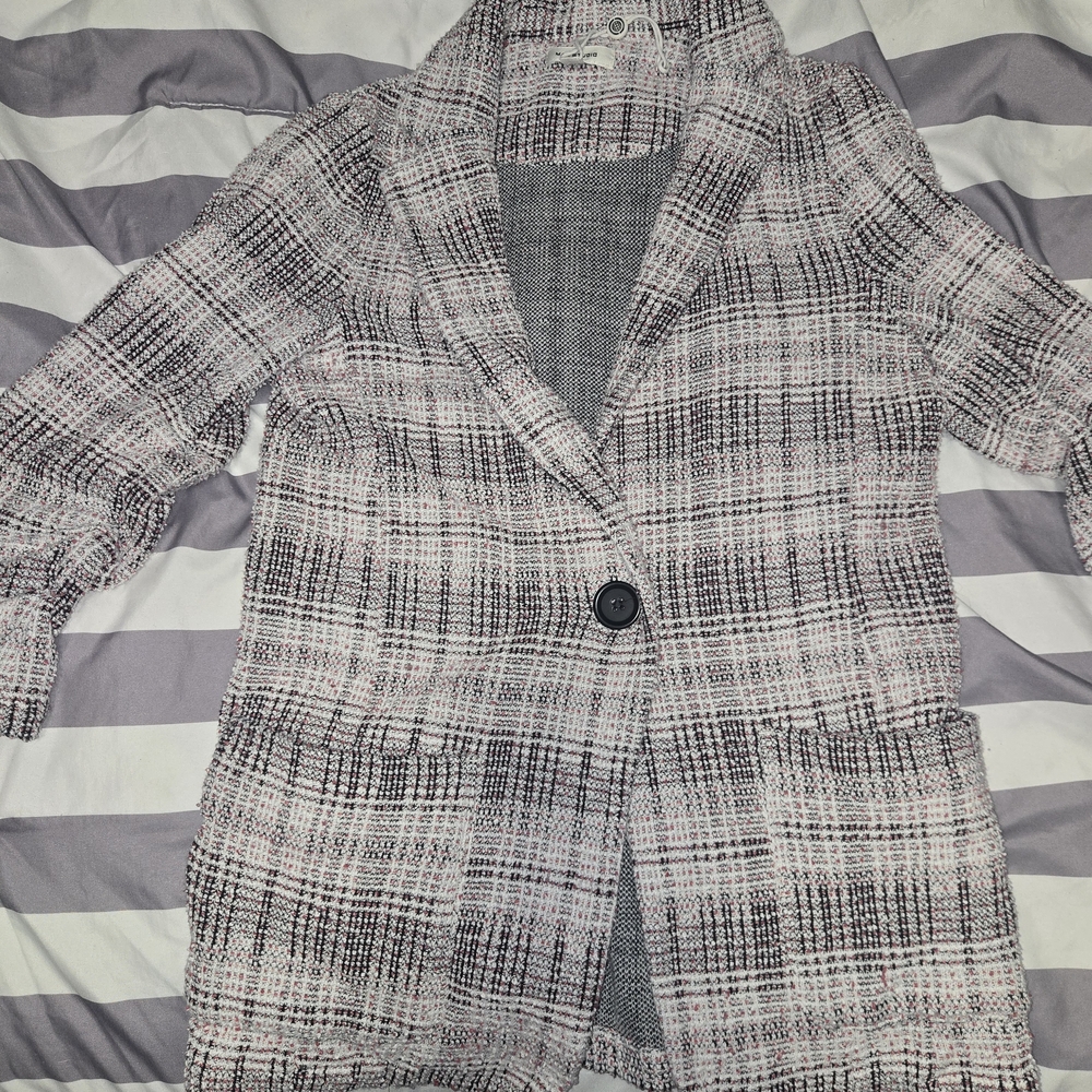 Max Studio Black and White Plaid Blazer